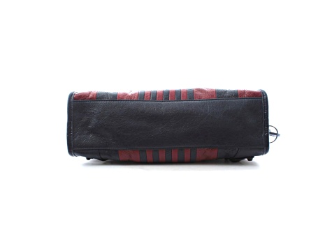 Balenciaga Classic City Marine Bordeaux Stripe Small Satchel Bag