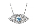 Blue And White Lab-Grown Diamond 14kt White Gold Necklace 0.80ctw