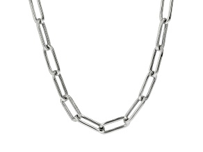 Judith Ripka Rhodium Over Sterling Silver Verona Link Necklace