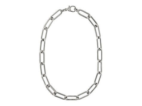 Judith Ripka Rhodium Over Sterling Silver Verona Link Necklace
