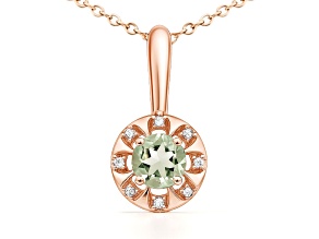Natural Green Prasiolite 14K Rose Gold Over Sterling Silver Round Shape Pendant with Chain