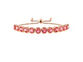 18K Rose Gold Over Sterling Silver Lab Created Peach Padparadscha Sapphire Bolo Bracelet 9.07ctw