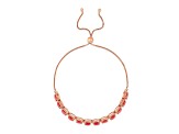 18K Rose Gold Over Sterling Silver Lab Created Peach Padparadscha Sapphire Bolo Bracelet 9.07ctw