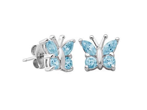 Sky Blue Topaz Sterling Silver Butterfly Earrings