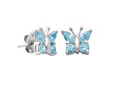 Sky Blue Topaz Sterling Silver Butterfly Earrings