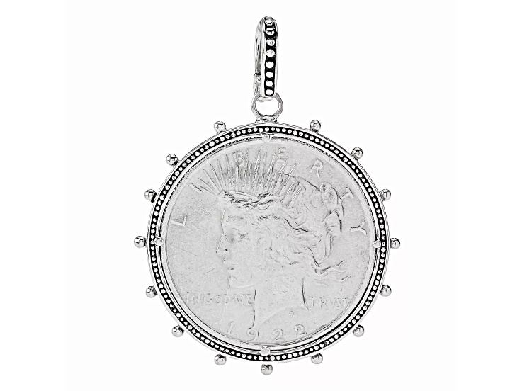 Silver Treasures By Samuel B. Vintage Peace Dollar Sterling Silver Pendant Enhancer