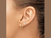 14k Yellow Gold Polished 4.5mm Cubic Zirconia Studs and Small 7/16" Endless Hoop Earring Set