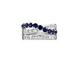 Lab Created Blue Saphhire And White Cubic Zirconia Platinum Over Sterling Silver Ring 2.54ctw