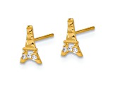 14K Yellow Gold Kids Cubic Zirconia Eiffel Tower Post Earrings