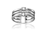 White Sapphire and White Topaz Sterling Silver Multi-Row Band Ring, 0.35ctw