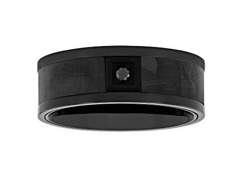 0.05ctw Black Diamond Black IP Cobalt Carbon Fiber Band