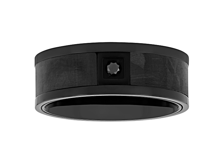 0.05ctw Black Diamond Black IP Cobalt Carbon Fiber Band