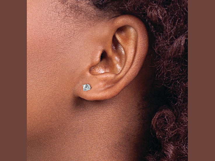 Rhodium Over 14K White Gold 1/2ct. 4.0mm Round D E F Pure Light Moissanite Earrings