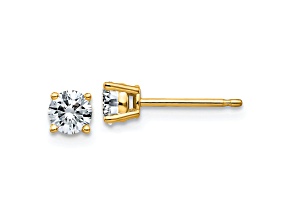 14K Yellow Gold 1/2ct. 4.0mm Round D E F Pure Light Moissanite Earrings