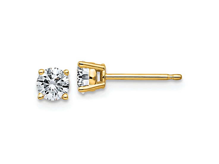14K Yellow Gold 1/2ct. 4.0mm Round D E F Pure Light Moissanite Earrings