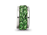 Sterling Silver Reflections Green Double Row Preciosa Crystal Bead