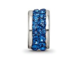 Sterling Silver Reflections Blue Double Row Preciosa Crystal Bead