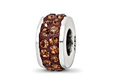 Sterling Silver Reflections Brown Double Row Preciosa Crystal Bead