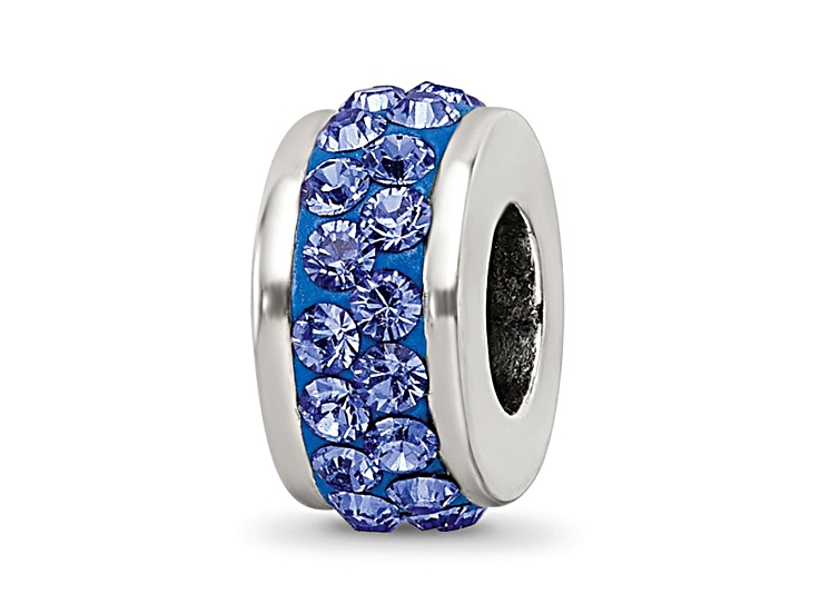 Sterling Silver Reflections Blue Double Row Preciosa Crystal Bead