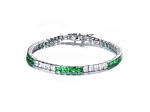 Emerald Green & Clear Cubic Zirconia, Sterling Silver Tennis Bracelet