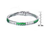 Emerald Green & Clear Cubic Zirconia, Sterling Silver Tennis Bracelet
