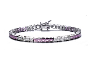 Pink & Clear Cubic Zirconia, Sterling Silver Tennis Bracelet