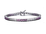 Pink & Clear Cubic Zirconia, Sterling Silver Tennis Bracelet