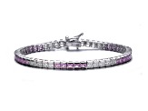 Pink & Clear Cubic Zirconia, Sterling Silver Tennis Bracelet