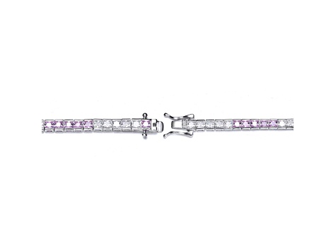 Pink & Clear Cubic Zirconia, Sterling Silver Tennis Bracelet