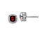 Rhodium Over 10k White Gold 7.3mm 0.65ctw Cushion Garnet Birthstone and Diamond Stud Earrings