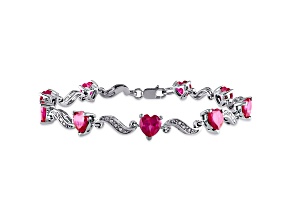 Created Ruby and Diamond Sterling Silver Bracelet 9.11ctw