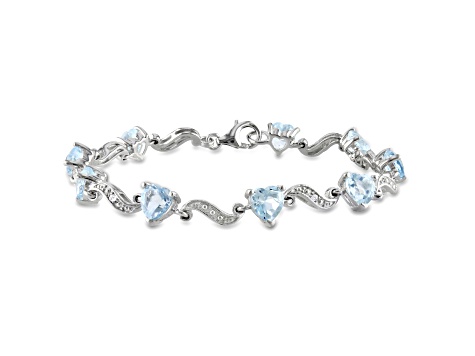 Created Sky Blue Topaz and Diamond Accent Sterling Silver Bracelet 8.45ctw
