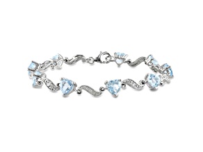 Created Sky Blue Topaz and Diamond Accent Sterling Silver Bracelet 8.45ctw