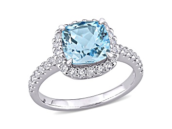 Picture of Sky Blue & White Topaz 10K White Gold Halo Ring 3.52ctw