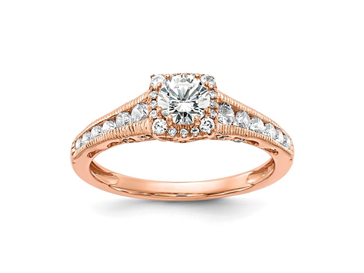 10K Rose Gold Lab Grown Diamond VS/SI GH, Fancy Halo Complete Engagement Ring 0.894ctw