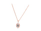 Octagonal Aquamarine and Cubic Zirconia 18K Rose Gold Over Sterling Silver Pendant with chain, 2ctw