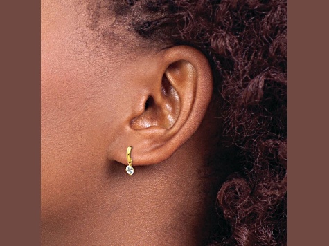 14K Yellow Gold Cubic Zirconia Children's Dangle Post Earrings