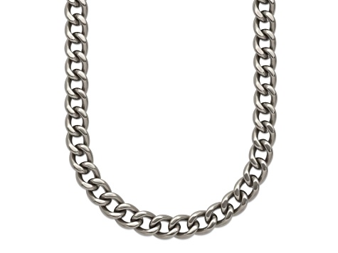 Titanium 7.5mm Solid Polished Curb 20 Inch Chain - 18QYYA | JTV