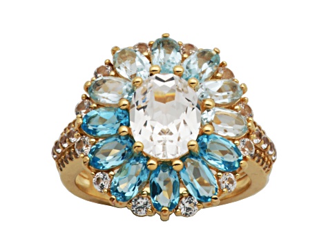 Swiss Blue Topaz 18k Yellow Gold Over Sterling Silver Ring