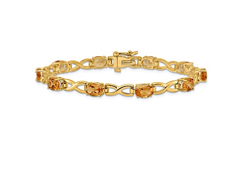 14k Two-tone Gold 7x5mm Oval Citrine Bracelet