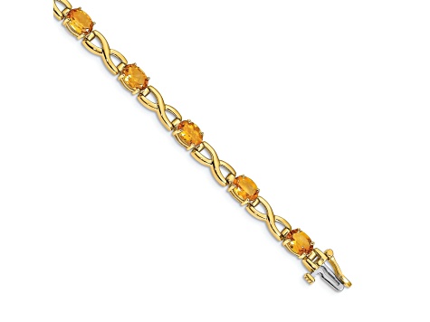 14k Two-tone Gold 7x5mm Oval Citrine Bracelet