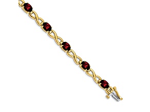 14k Two-tone Gold 7x5mm Oval Garnet Bracelet