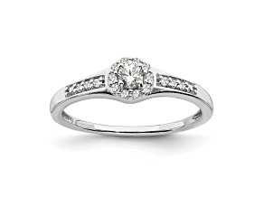 Rhodium Over 10K White Gold Lab Grown Diamond Cluster Engagement Ring 0.211ctw