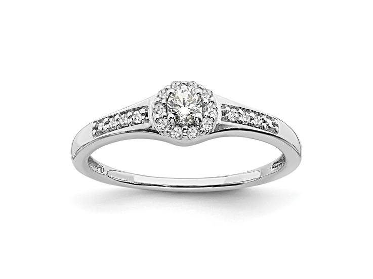 Rhodium Over 10K White Gold Lab Grown Diamond Cluster Engagement Ring 0.211ctw