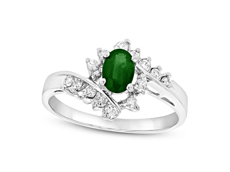 0.65ctw Emerald and Diamond Ring in 14k White Gold