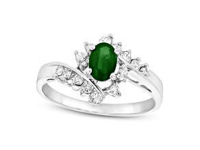 0.65ctw Emerald and Diamond Ring in 14k White Gold