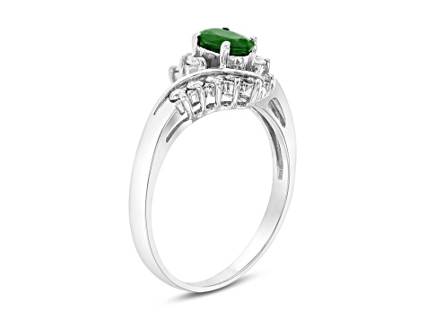 0.65ctw Emerald and Diamond Ring in 14k White Gold