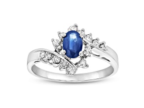 3/4ctw Sapphire and Diamond Ring in 14k White Gold