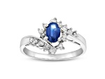 3/4ctw Sapphire and Diamond Ring in 14k White Gold
