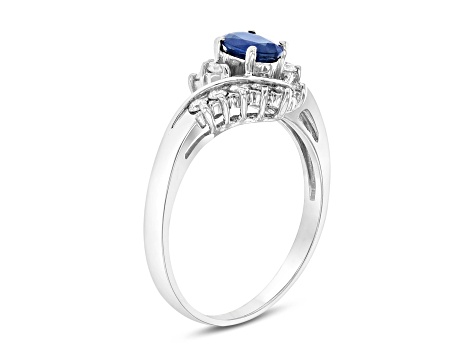 3/4ctw Sapphire and Diamond Ring in 14k White Gold